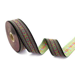 African Jacquard Ribbon: 35mm Geometric Woven Boho Trim
