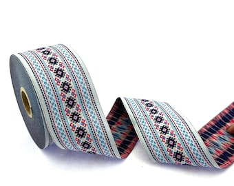 Ethnic Jacquard Ribbon: 50 mm Colorful Woven Sewing Trim