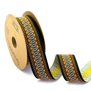Jacquard Ribbon Geometric Woven Trim for Clothing and Bag Embellishment Decorations, 28 mm Decorative Trim for Handmade Projects