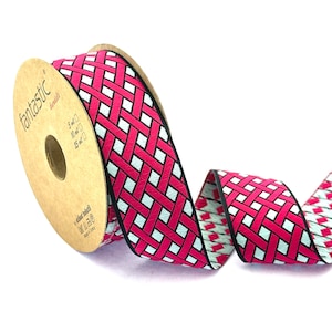 Geometric Jacquard Ribbon: 35 mm Colorful Woven Sewing Trim