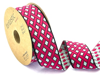 Geometric Jacquard Ribbon: 35 mm Colorful Woven Sewing Trim