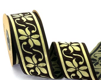Floral Jacquard Ribbon: 50mm Woven Polyester Trim