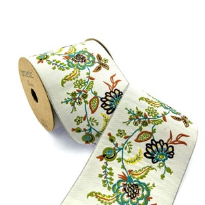 Floral Embroidery Trim: 3.93-inch Woven Jacquard Ribbon