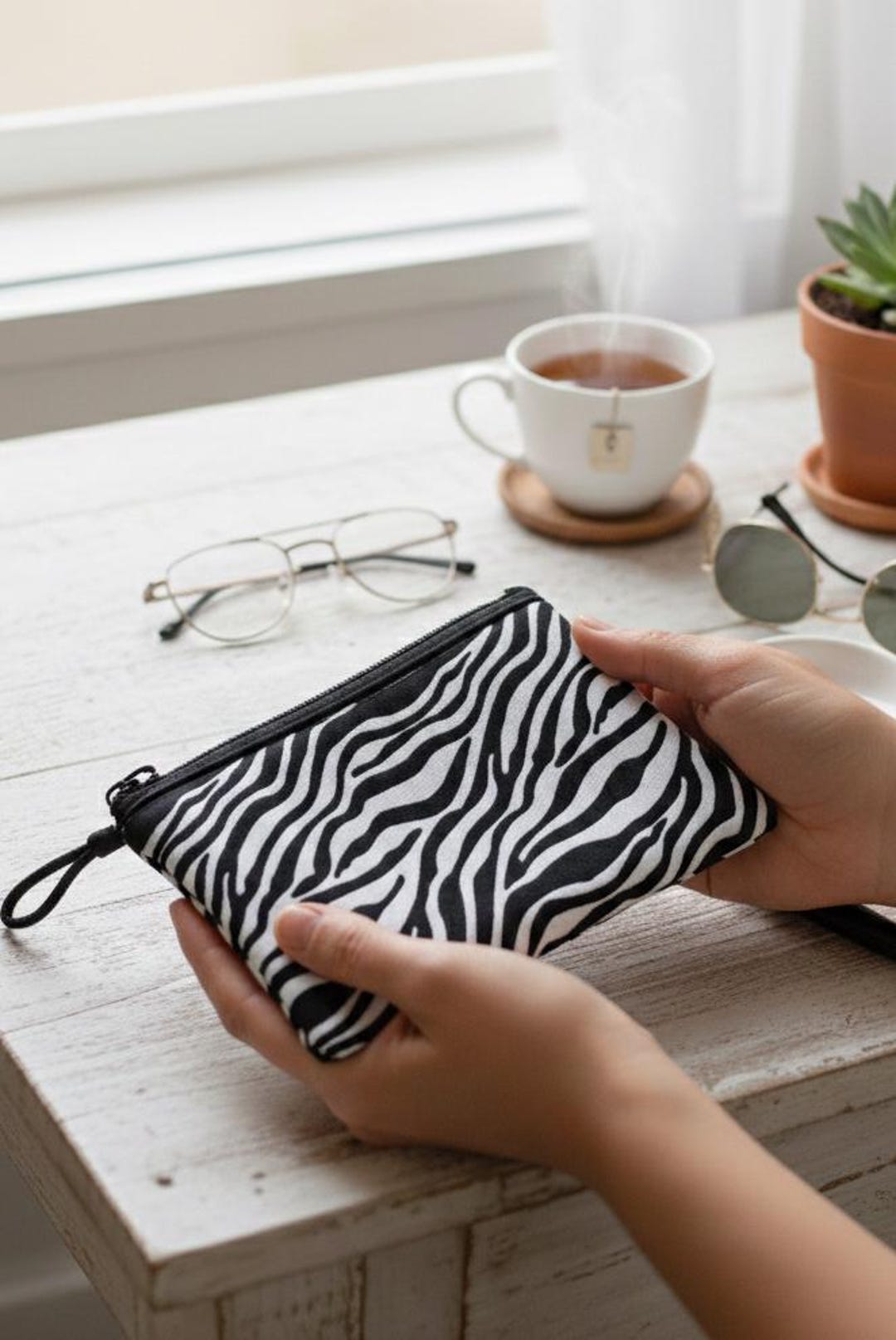 Zebra Rint Small Handmade Zebra Print Small Pouch, Mini Zipper Wallet - Etsy