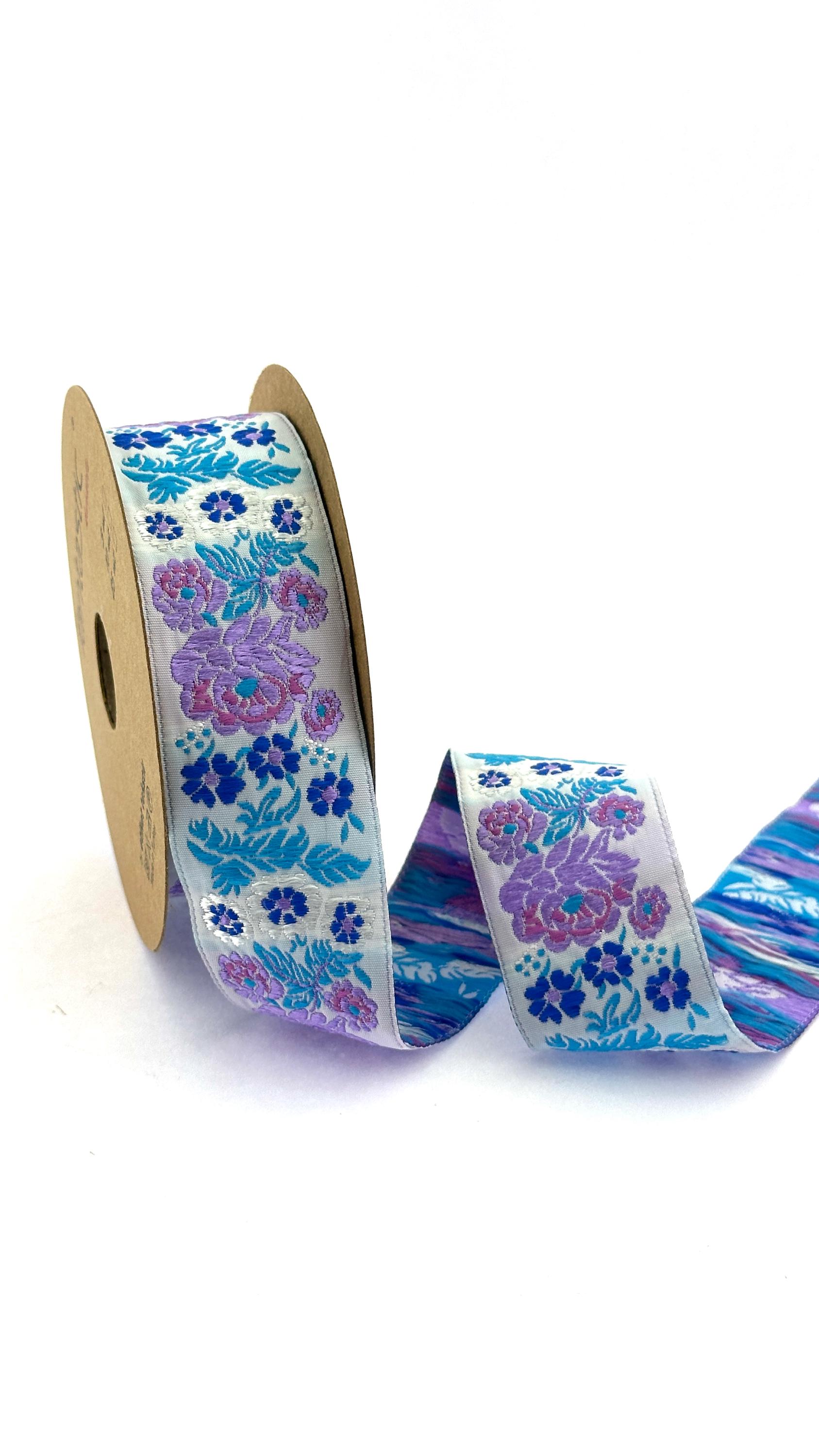 Floral Jacquard Ribbon: Embroidery Woven Fabric Trim (35 Mm) - Etsy