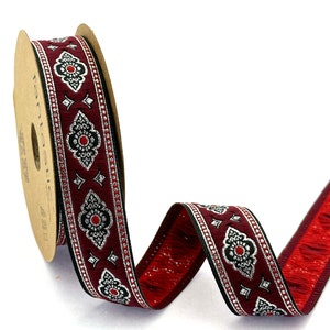 Jacquard Ribbon Trim for DIY Sewing, Handmade Bag and Costume Decoration, Embroidered Woven Fabric, 25 mm Wide Sewing Decor Trim