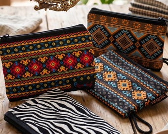 Anatolian Kilim Mini Wallet, Tapestry Coin Purse, Tribal Card Holder, Jacquard Pouch