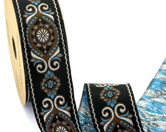 Vintage Jacquard-Bandbesatz: Geometrisches gesticktes Nähen-Handwerk