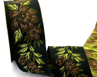 Floral Jacquard Woven Ribbon: 50mm Embroidered Sewing Trim