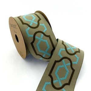 Jacquard Fabric Trim, Decorative Trims for Curtains, 2.75 inch Sewing Trim for Pillows and Home Decor, Drapery Trim Tape 70173
