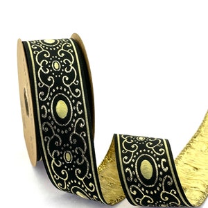 Geometric Jacquard Ribbon: Embroidered Woven Sewing Trim (35mm)