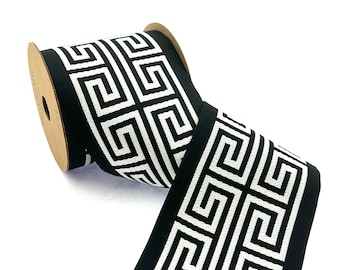 Greek Key Woven Trim: 3.93" Embroidery Tape for Home Decor