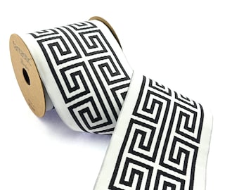 Greek Key Woven Trim: 3.93" Embroidery Tape for Home Decor