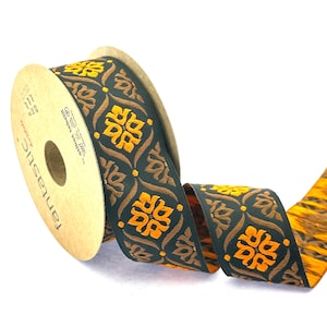 Brown/Orange Jacquard Ribbon Woven Trim, Jacquard Fabric, 35 mm Decorative Trim for DIY Clothing, Sewing Trim, Craft Ribbon, Garment Trim