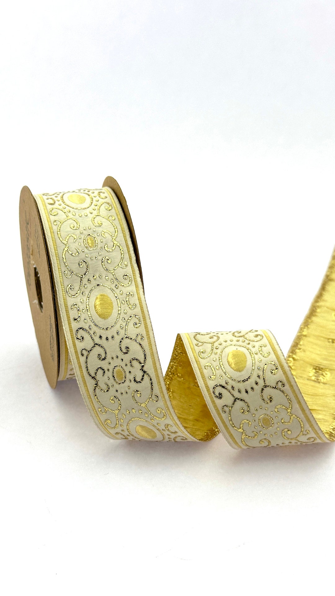 Gold Rib Trim Gold Jacquard Ribbon Trim: Embroidered Sewing Decor, 35mm Wide - Etsy