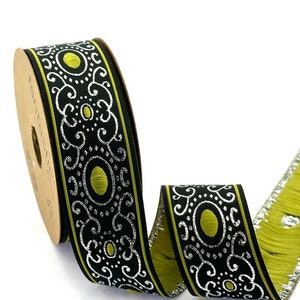 Geometric Jacquard Ribbon: Embroidered Woven Sewing Trim (35mm)