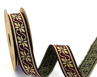 Floral Jacquard Ribbon: 22mm Woven Decorative Trim