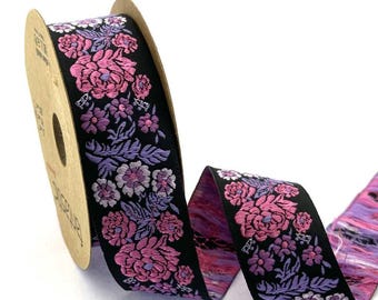 Floral Jacquard Ribbon 35mm Woven Trim for Sewing, Bags, Clothing and Home Decor