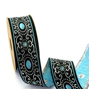 Geometric Jacquard Ribbon: Embroidered Woven Sewing Trim (35mm)