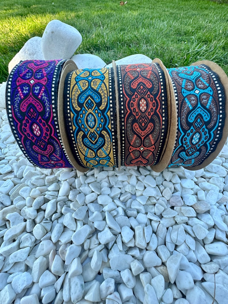 Jacquard Ribbon for DIY Clothing Accessories and Home Decor, 35 mm Decorative Mystic Trim for Sewing Crafts, Costume Trim, Craft Supply