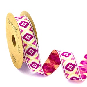 Purple Embroidered Jacquard Ribbon: Costume & Dress Trim (25 mm)