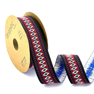 Jacquard Ribbon Geometric Woven Trim for Clothing and Bag Embellishment Decorations, 28 mm Decorative Trim for Handmade Projects