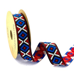 Blau & Rot Jacquard gewebte Borte: Gestickte Handwerk Band, Kameragurte