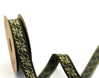 Floral Jacquard Ribbon - 16mm Woven Trim for Sewing & Crafts