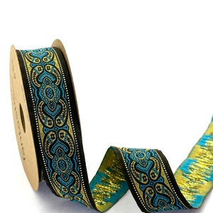 Jacquard Ribbon Vintage Woven Trim for Clothing and Bag Embellishment Decorations, 25 mm Embroidered fabric border for Handmade Projects