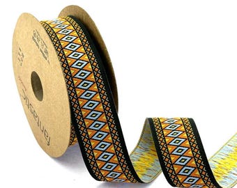 Geometric Jacquard Ribbon: Woven Trim for Sewing & Embellishments (28mm)