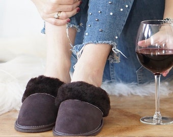 Womens Sheepskin Shearling Slippers Boots for Women House Sheepskin Slippers Handmade Shoes 100% Wool Slippers ugg style Best