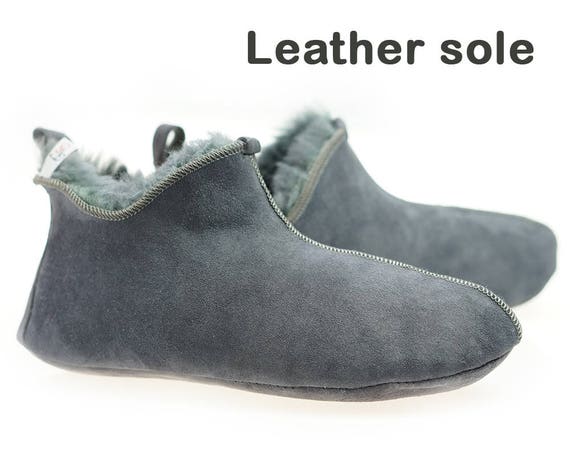 mens sheepskin lined slippers