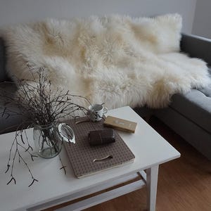 GIANT SCHAPENVACHT Triple XXL wit plaid Echt leer schapenvacht 64 x 46 inch Decoratief vloerkleed Natuurlijk comfortabel, gezellig, haar is erg dik, glanzend!