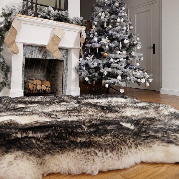 SUPER sale Rug SEXTO SHEEPSKIN MouflonThrow Genuine Leather Sheep Skin Decorative rug - White comfy, cozy, natural very thick!