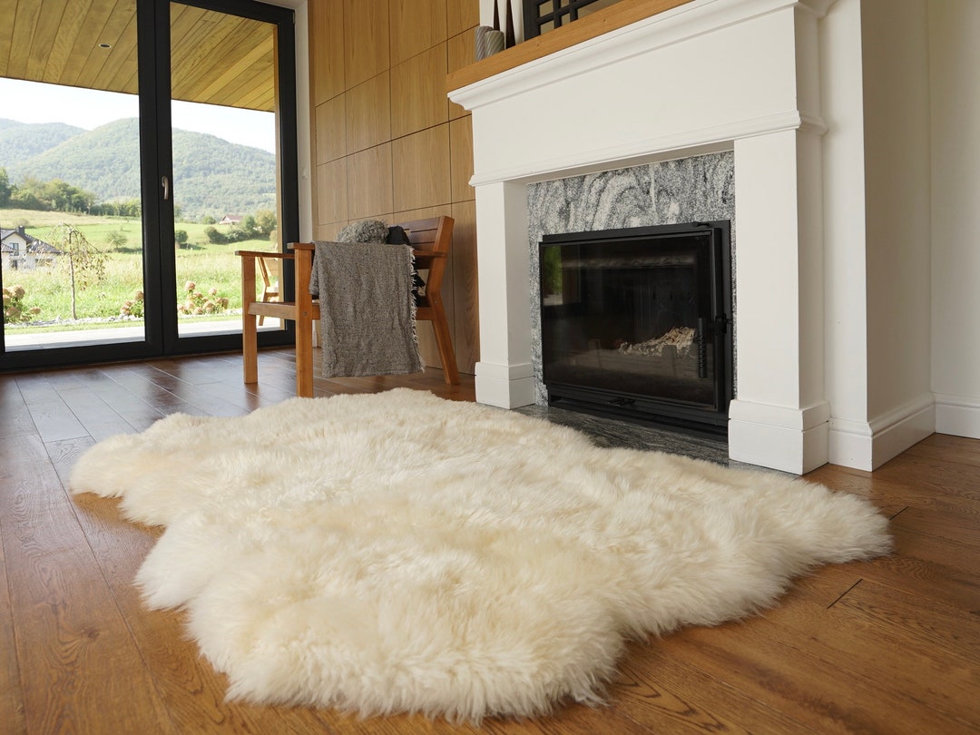 GIANT SHEEPSKIN Triple XXL White Throw Genuine Leather Sheep Skin 64" X 46" Decorative Rug Natural Comfy,cozy, Hair is Very Thick, Shiny ! - Etsy