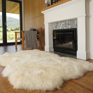 GIANT SCHAPENVACHT Triple XXL wit plaid Echt leer schapenvacht 64 x 46 inch Decoratief vloerkleed Natuurlijk comfortabel, gezellig, haar is erg dik, glanzend!