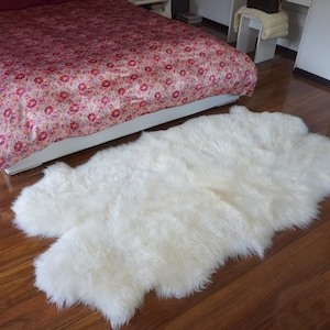 GIANT Rug FOUR SHEEPSKIN White Throw Genuine Leather Sheep Skin Decorative rug - White comfy, cozy, natural very thick!