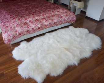 Alfombra gigante de piel de oveja color blanco crema – Piel auténtica, 79" x 44"