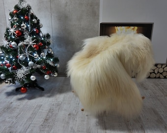 SHEEPSKIN ICELANDIC Cream XXL 50" x 30" Rug Genuine Natural Sheepskin Area Rugs Carpet Draped on Chairs Cheap Rugs Shag Area Rug Throw