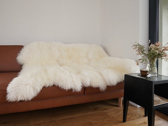 GIANT SHEEPSKIN Triple XXL White Throw Genuine Leather Sheep Skin 64 X 46 Decorative Rug Natural Comfy cozy Hair is Very Thick Shiny Etsy