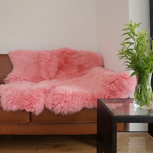 GIANT SHEEPSHIN Doppel XXXL Rosa Echtes Leder Schaffell 50 "x 50" Dekorativer Teppich Natürlich bequem, gemütlich