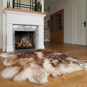 GIANT SHEEPSKIN Double XXL Mouflon Brown Throw Genuine Leather Sheep