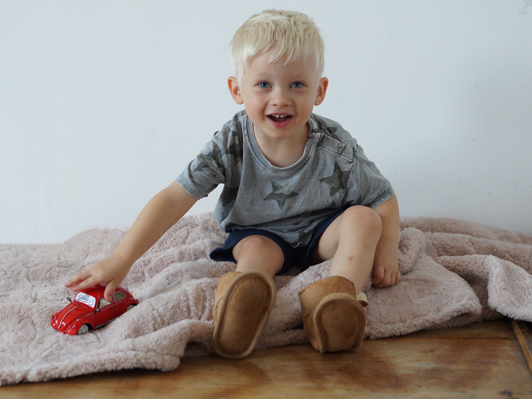 Real Sheepskin Slippers for Kids, Leather Moccasins