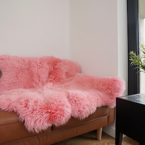 GIANT SHEEPSHIN Doppel XXXL Rosa Echtes Leder Schaffell 50 "x 50" Dekorativer Teppich Natürlich bequem, gemütlich