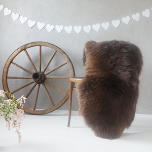 Giant Brown Sheepskin Rug: Genuine Leather Throw (50&quot;x30&quot;)