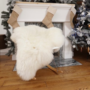 PELLE DI PECORA Coperta bianca in vera pelle di pecora 50"x30" Tappeto decorativo Naturale, comodo, accogliente, pelo molto folto e lucido!