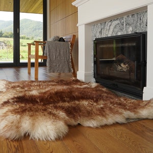 GIANT SHEEPSKIN Double XXL Mouflon Throw Genuine leather Sheep Skin 48" x 48" Decorative rug Natural comfy, cozy