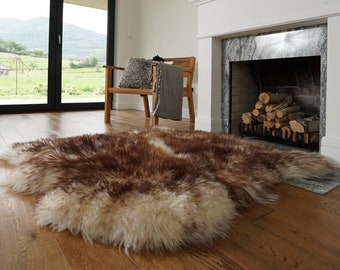 REUZE SCHAPENVACHT Dubbel XXL Mouflon Plaid Echt leer Schapenhuid 48" x 48" Decoratief vloerkleed Natuurlijk comfortabel, gezellig