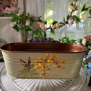 Oval floral  metal Jardiniere