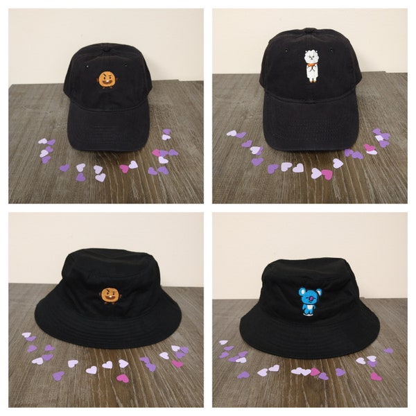 Reduced price for B grade BT21 Hats! BTS/Shooky/Koya/RJ/Dad Cap/ Bucket Hat